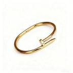 V Gold Classic Full Rhinestone Stud Bracelet with Diamond-Encrusted Ends, Thick 18K Rose Gold Plated, Luxury Couple Bracelet