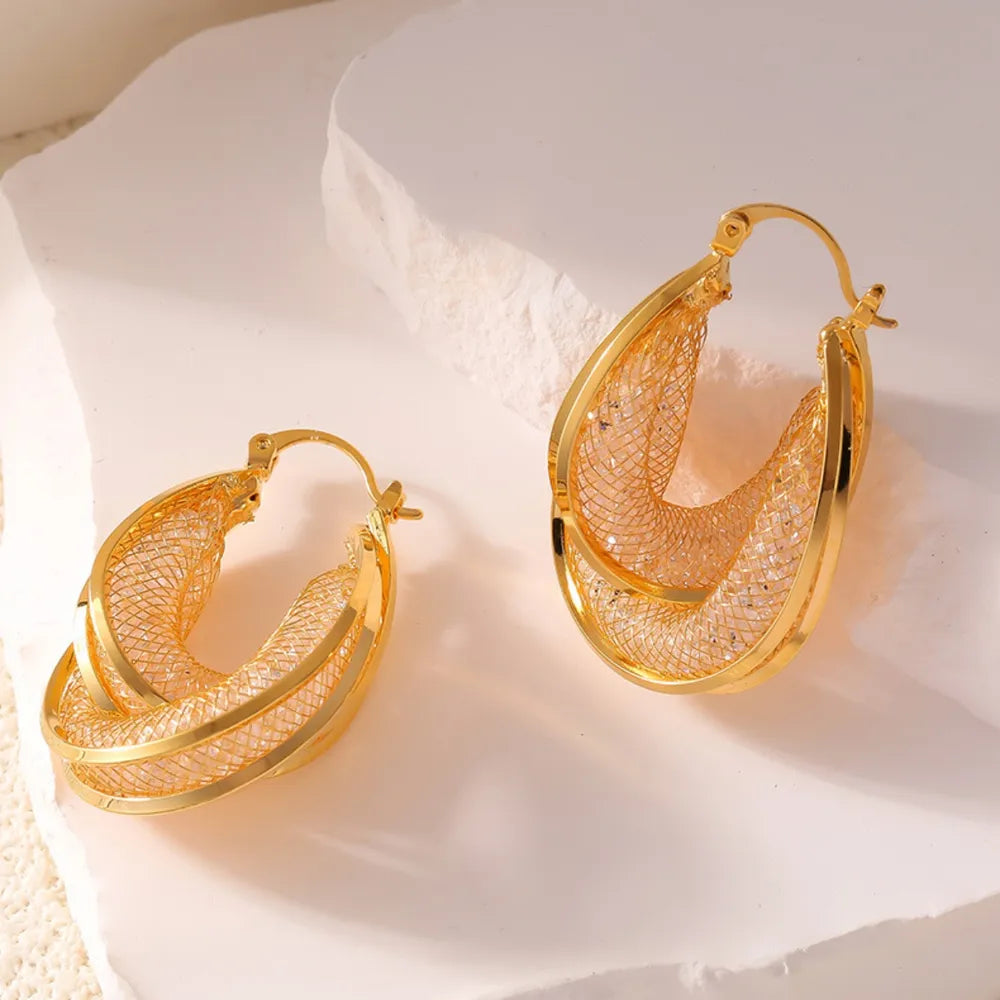 Glass Stone U Shape Earrings
