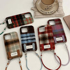 Flannel Contrast Color Check Carrying Strap iPhone Case - Viexta