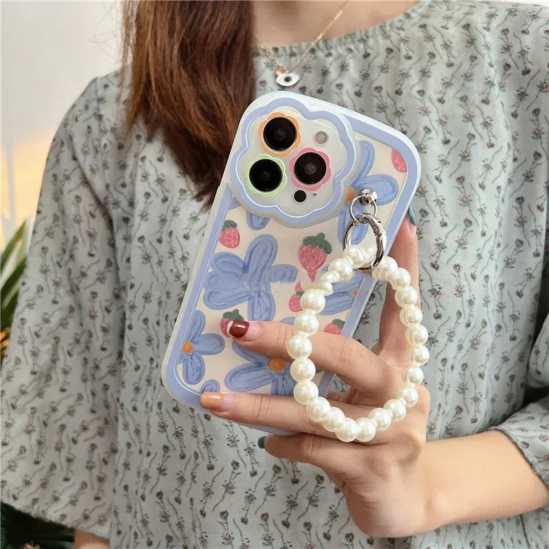 Blue Flower Pearl iPhone Case - Viexta