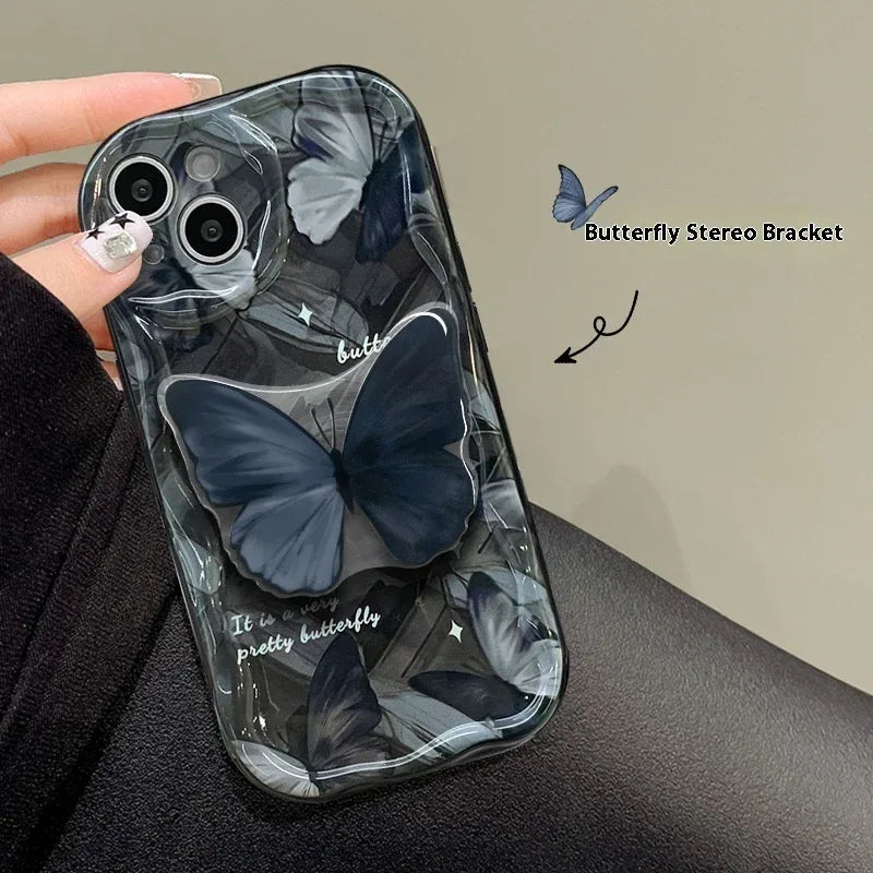 Butterfly Bracket Silicone Drop-resistant iPhone Case - Viexta