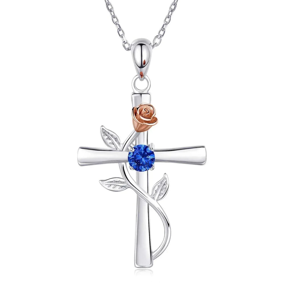 rose-cross-necklace-with-rhinestone - Viexta