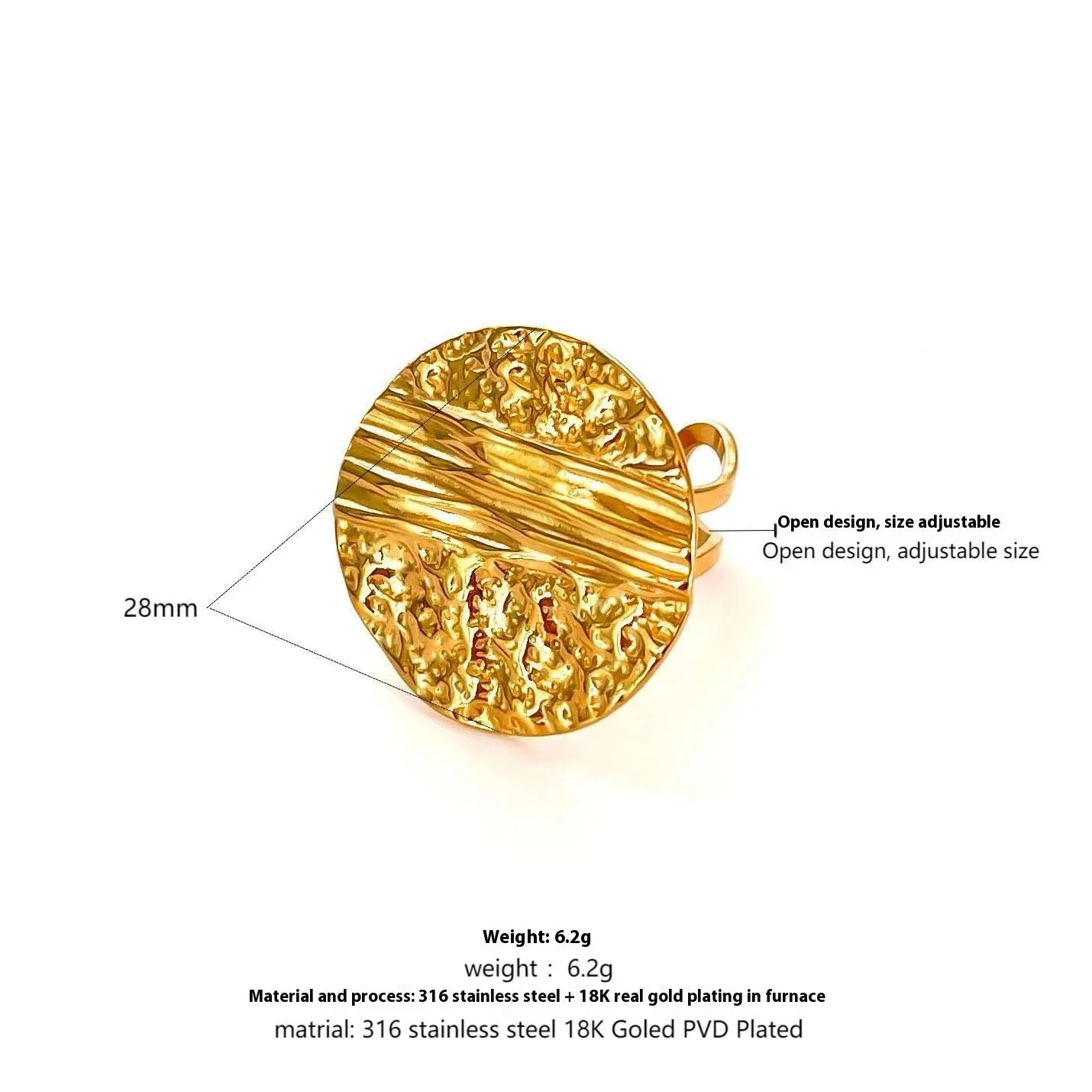 RETRO Geometric Irregular Opening Women's Ring - Viexta