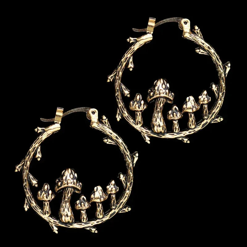 Trendy Vintage Mushroom Hoops - Viexta