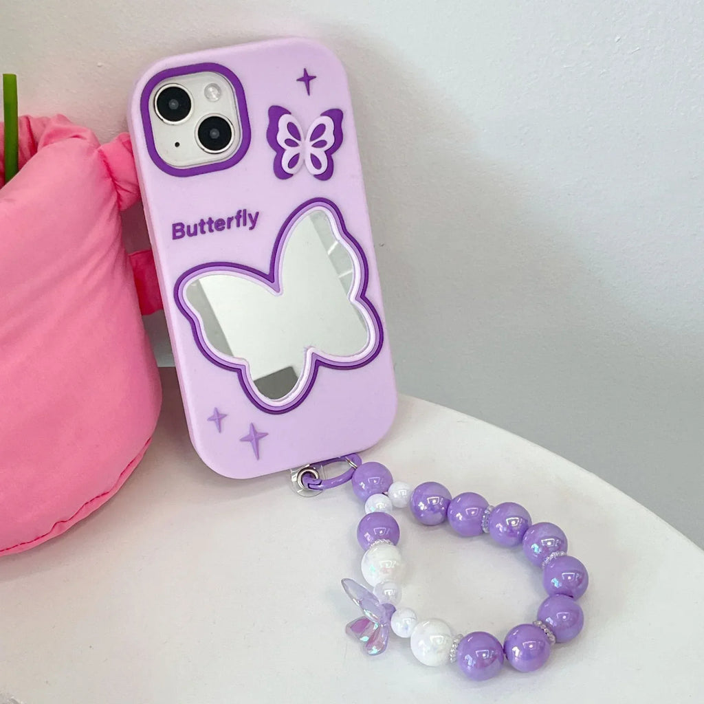 Purple Butterfly Mirror Silicone iPhone Case - Viexta