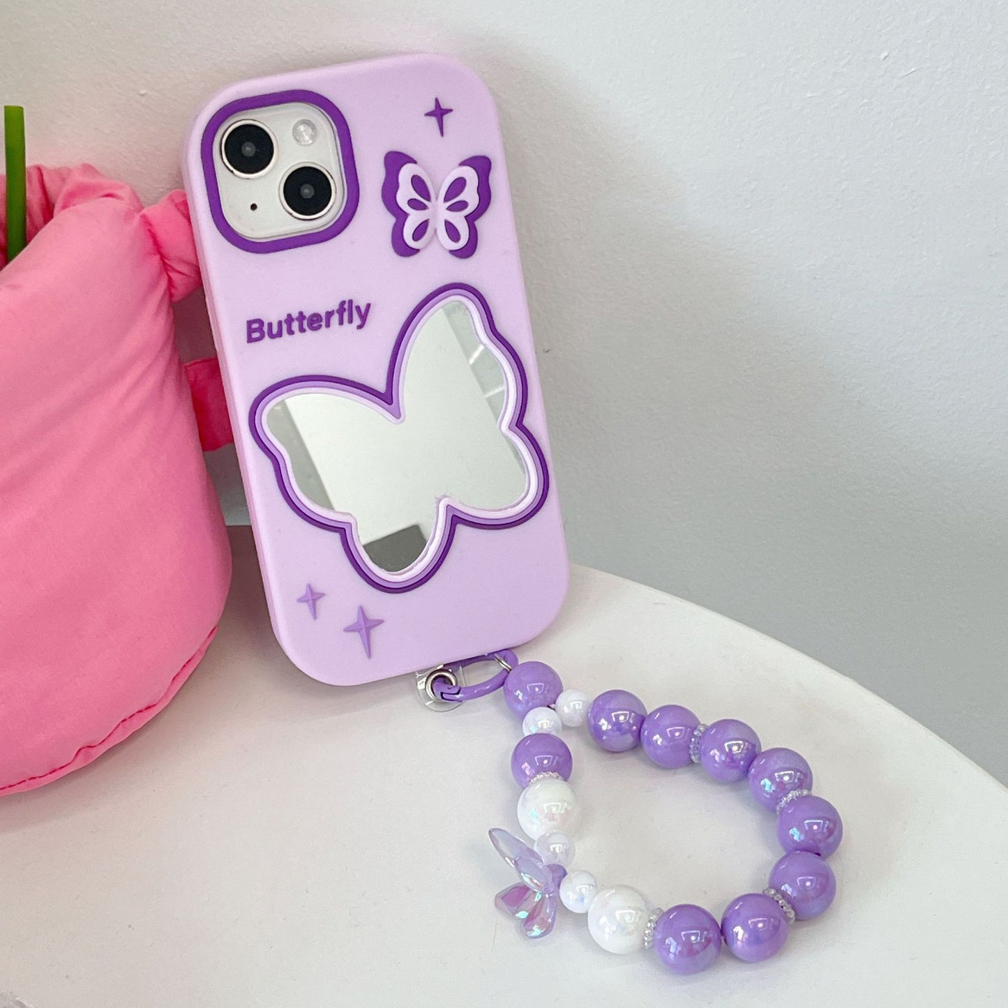 Purple Butterfly Mirror Silicone iPhone Case