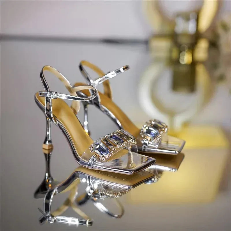 Rhinestone Strap Fairy High Heels - Viexta