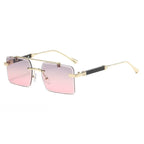 Frameless Trimming Double Beam Square Sunglasses - Viexta
