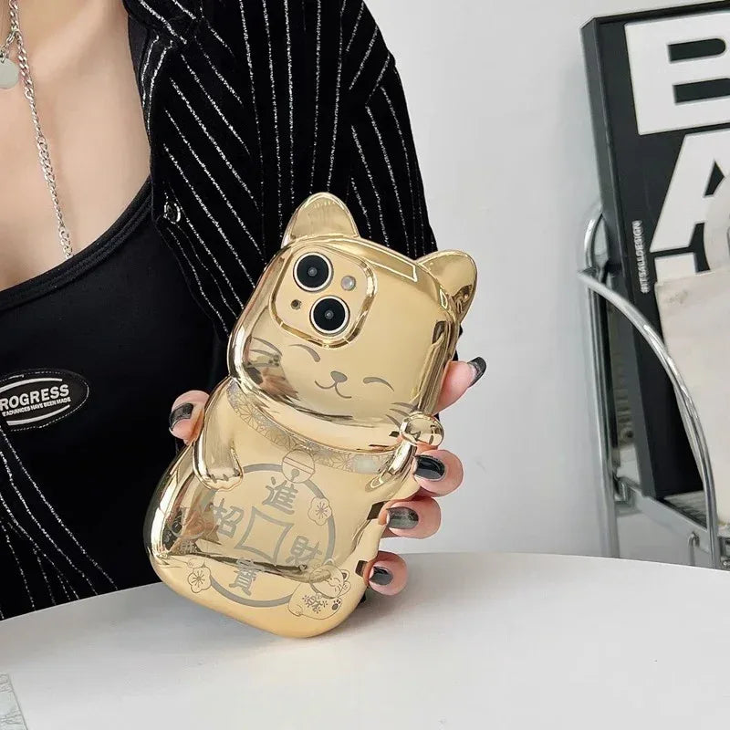 Electroplated Fortune Cat iPhone Case - Viexta