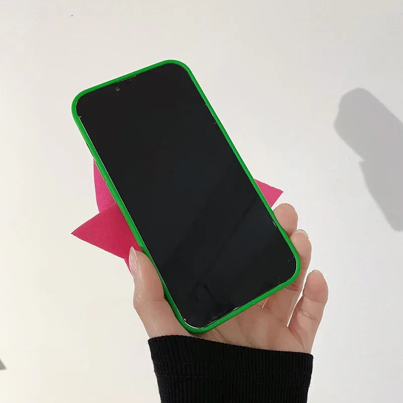 Hot Girl Contrast Color Bow Silicon Soft iPhone Case - Viexta