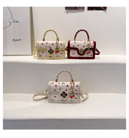 Cute Cherry Twist Portable Small Square Bag