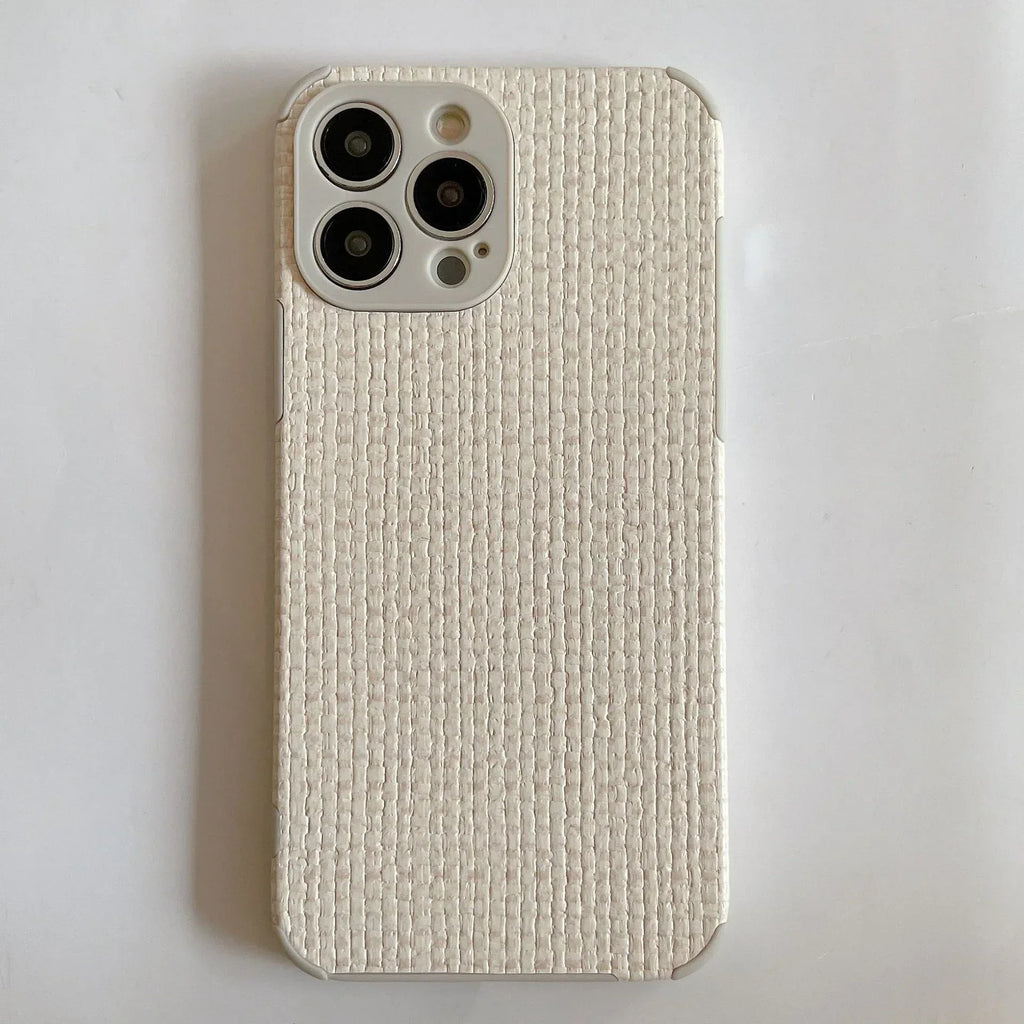 Retro Woven-pattern Leather iPhone Case - Viexta