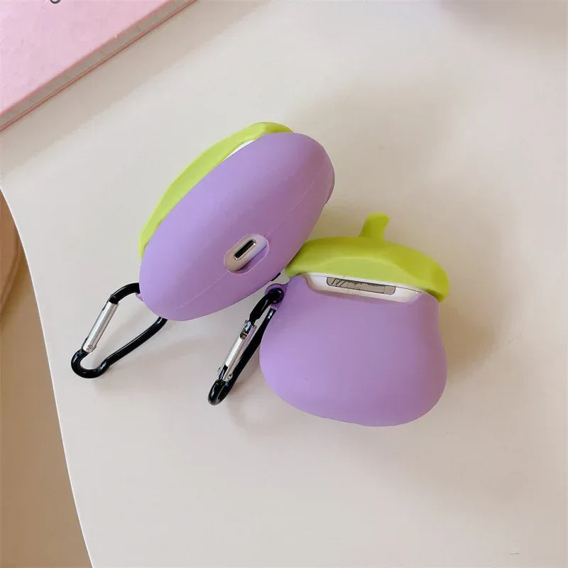 Cute Eyes Eggplant Earphone Case - Viexta
