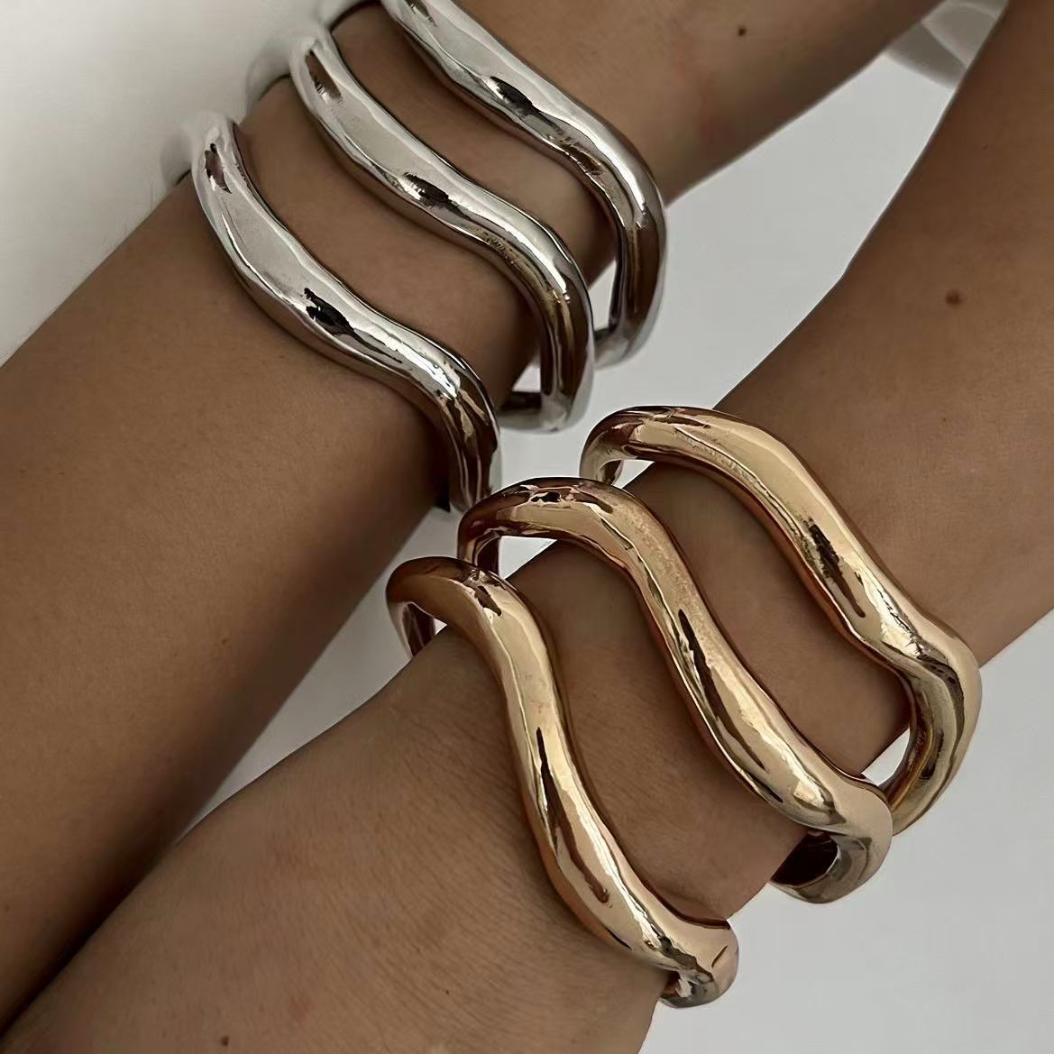 Cross-Border Design-Driven Irregular Metal Bracelet