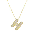 brass-zircon-bubble-letter-pendant-necklace - Viexta