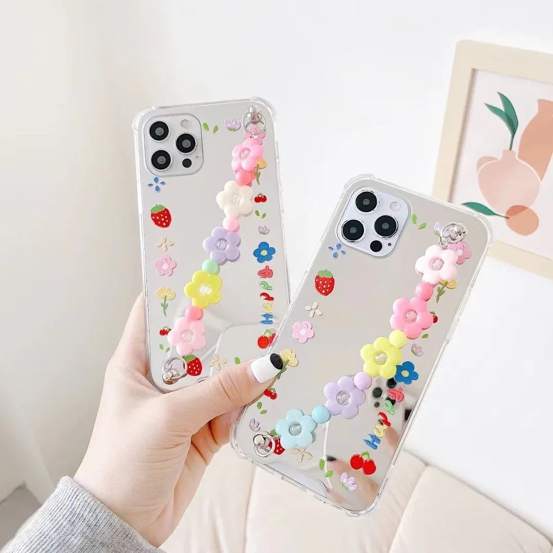 Flower Mirror iPhone Case with Charm - Viexta