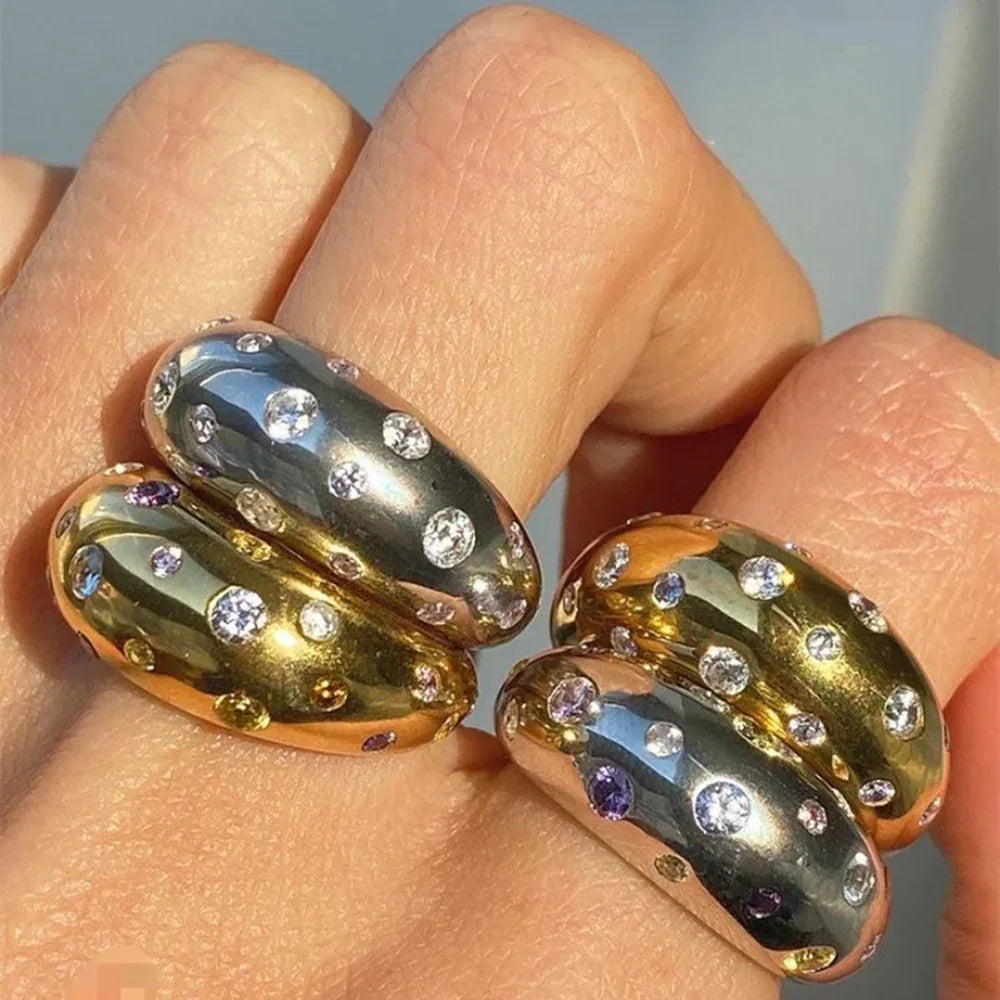 Inlaid Zircon Adjustable Ring - Viexta