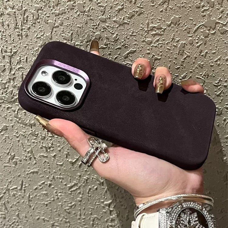 Magnetic Leather Drop-resistant Flannel iPhone Case