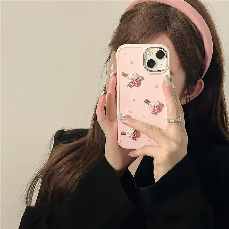 three-dimensional-pearl-small-flower-iphone-case - Viexta