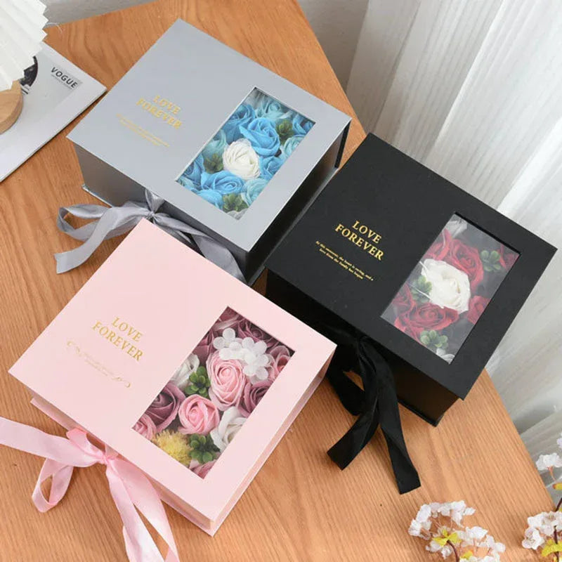 Valentine's Day Birthday Flip Love Letter Flower Box Soap Flower Suit Gift Box - Viexta