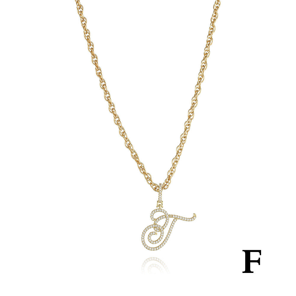 26 Letter Zircon 18k Gold Necklace