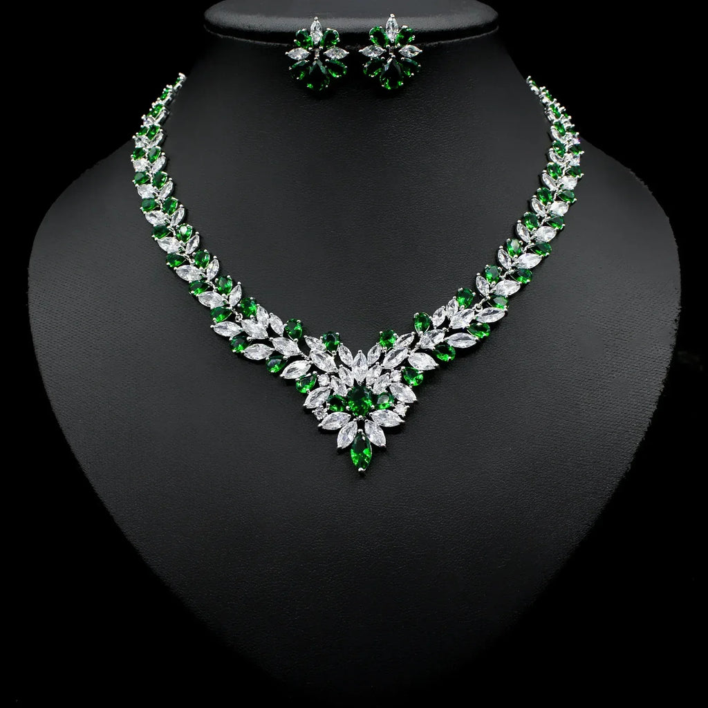 bride-zircon-diamond-necklace-earring-set - Viexta