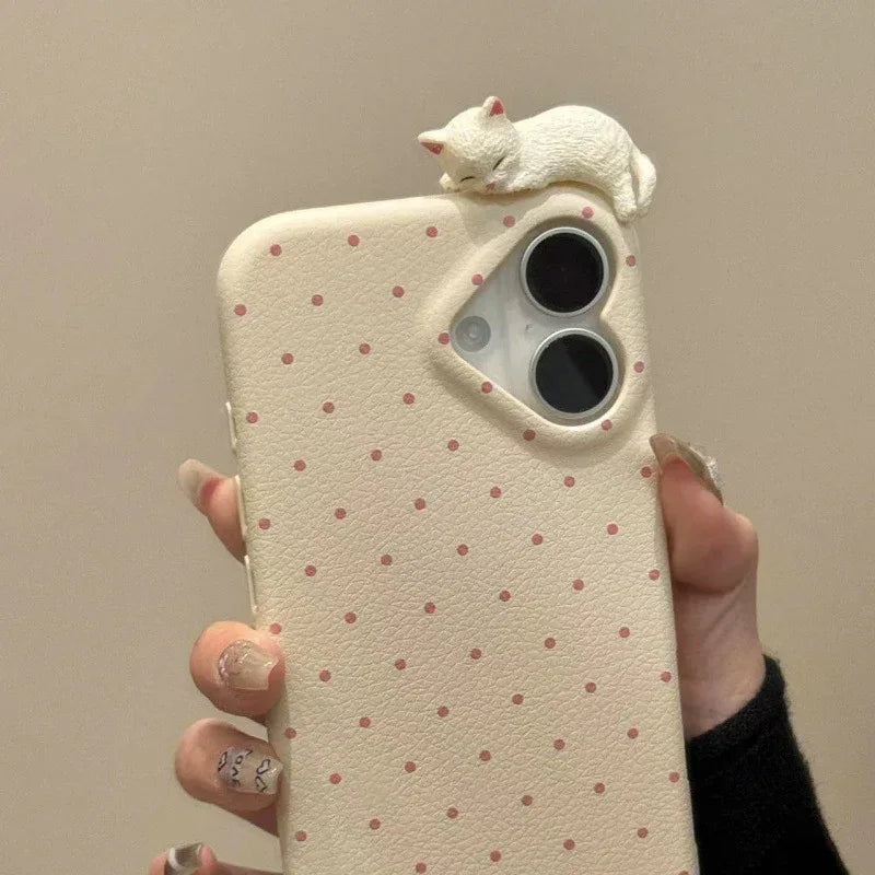 Cute Polka-dot Cat iPhone Case - Viexta