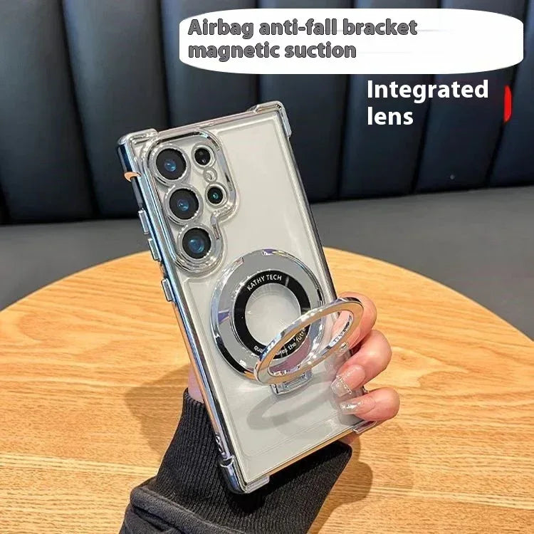 Transparent Airbag Drop-resistant Bracket Magnetic Phone Case for Samsung - Viexta