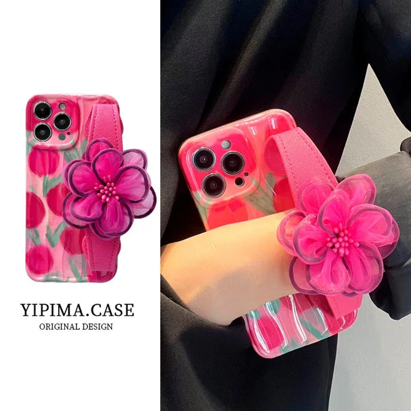 Purple Lace Floral Wristband iPhone Case - Viexta