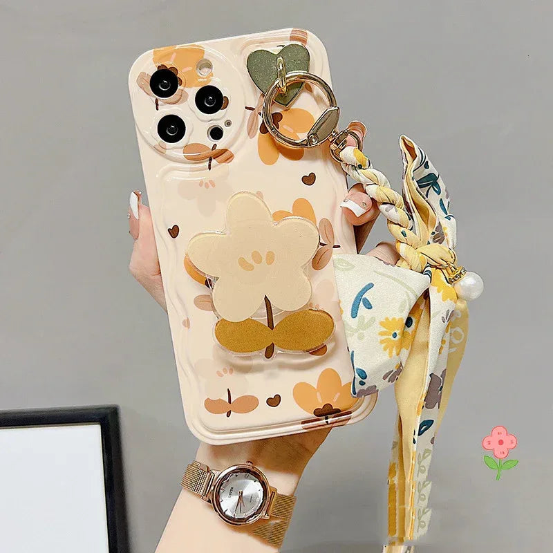 Autumn Leaves With Bow Silk Scarf Charms Phone Cases for IPhone - Viexta