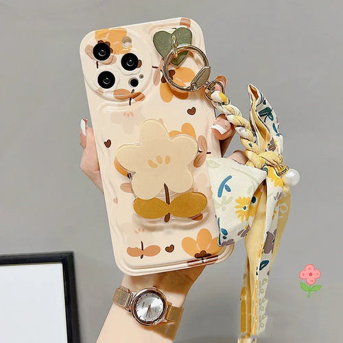 Autumn Leaves With Bow Silk Scarf Charms Phone Cases for IPhone - Viexta