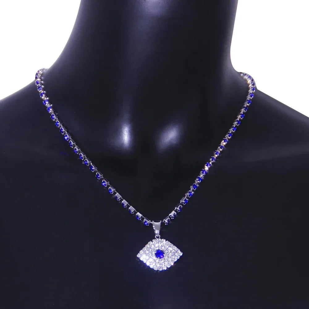 Blue Eyes Exaggerated Pendant Necklace - Viexta