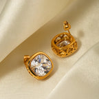 Queen Square Inlaid Zircon Stud Earrings/Neckpiece - Viexta