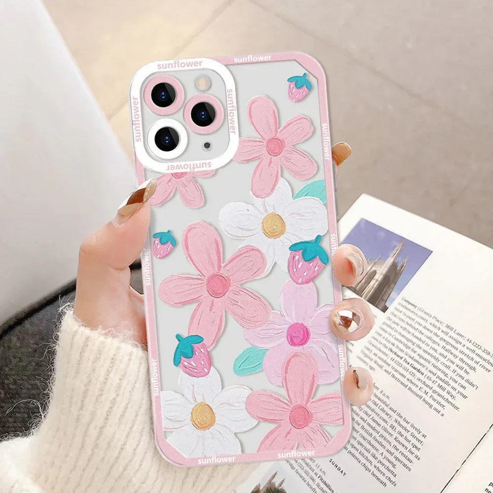Flower All-inclusive Silicone Transparent iPhone Case - Viexta