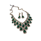 Retro Rhinestone Drop Tassel Necklace Suit - Viexta