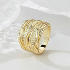 Retro Double Gold Texture rings - Viexta
