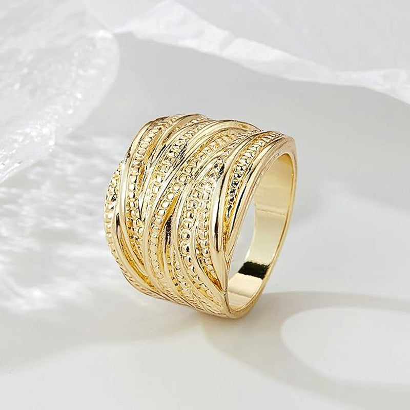 Retro Double Gold Texture rings