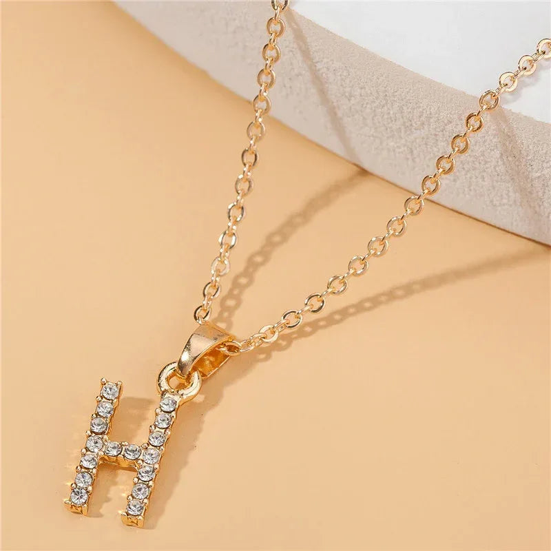 18k 26 Golden English Letter Pendant Clavicle Chain - Viexta