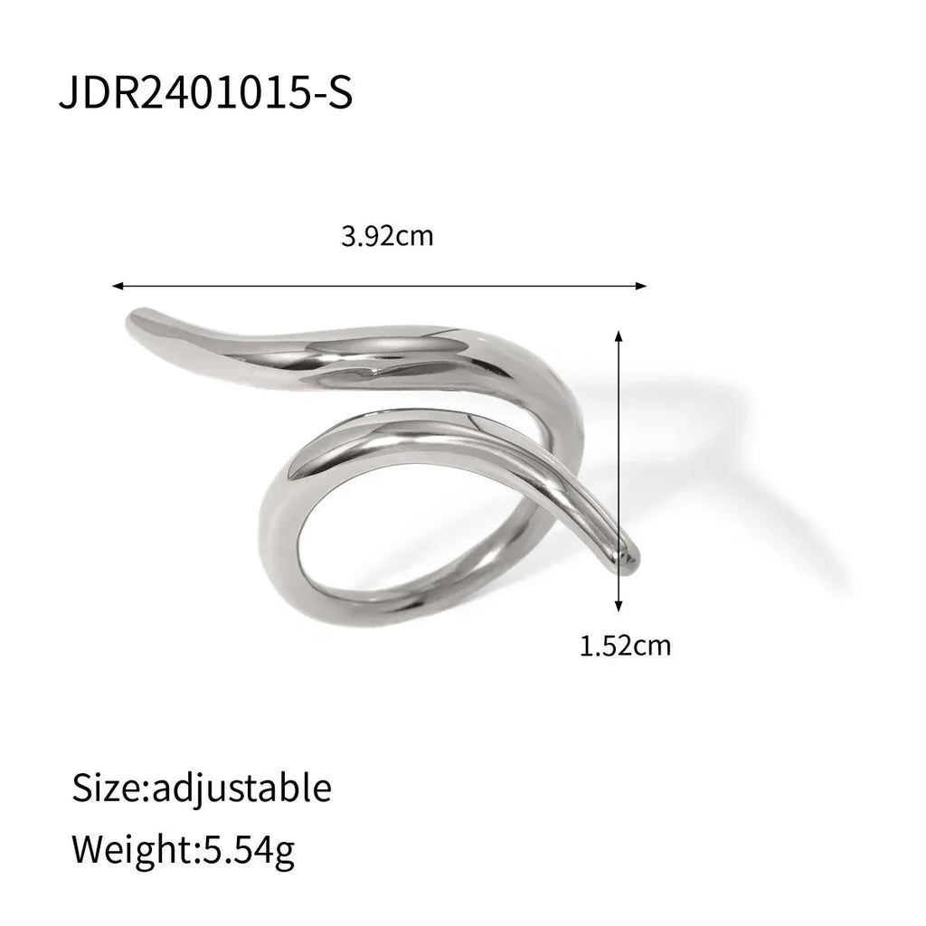 18k-gold-stainless-steel-line-staggered-open-ring - Viexta