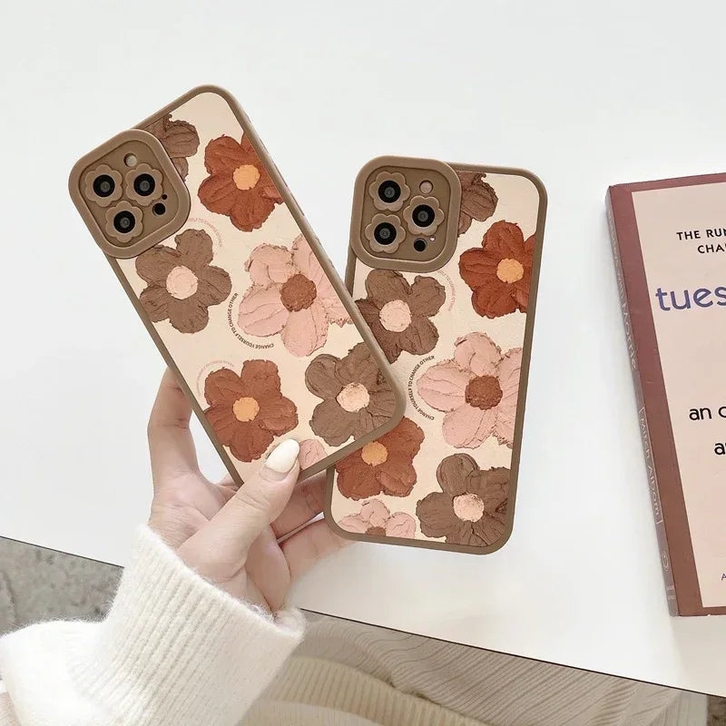 Retro Small Flower Silicone Soft iPhone Case - Viexta