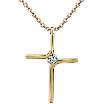 Cross Pendant Titanium Steel Plating Necklace