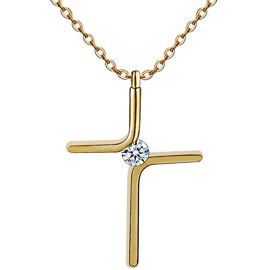 Cross Pendant Titanium Steel Plating Necklace