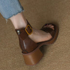 British Retro Strap Chunky Heel