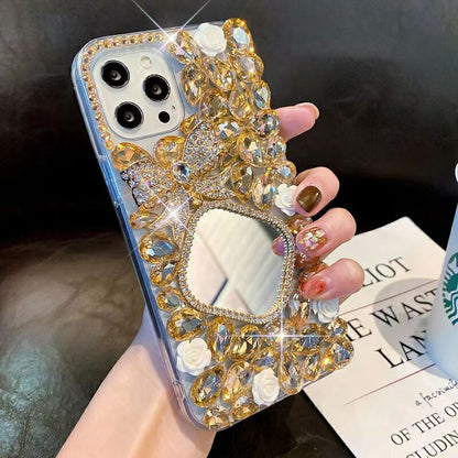 Rhinestone Mirror Diamond Bow iPhone Case