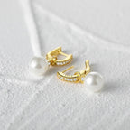 Elegant S925 Sterling Silver U-shaped Pearl Earrings - Viexta