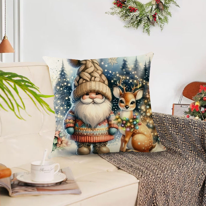 Living Room Sofa Decoration Christmas Cartoon Pillow Cover