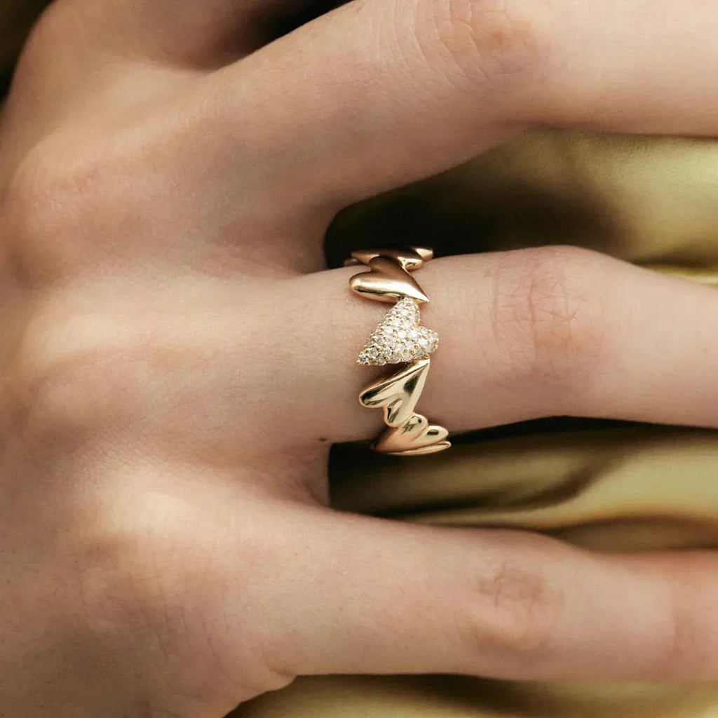 18k-gold-zircon-irregular-heart-ring - Viexta