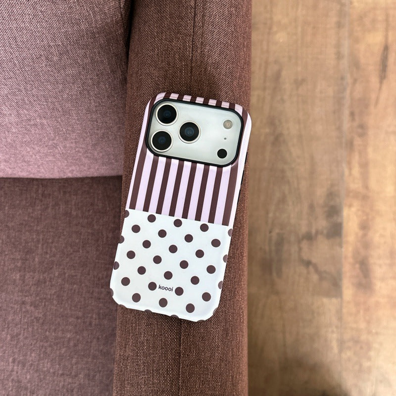Striped Patchwork Polka Dot iPhone Case
