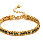 Zircon-studded Chain Pearl Bracelet