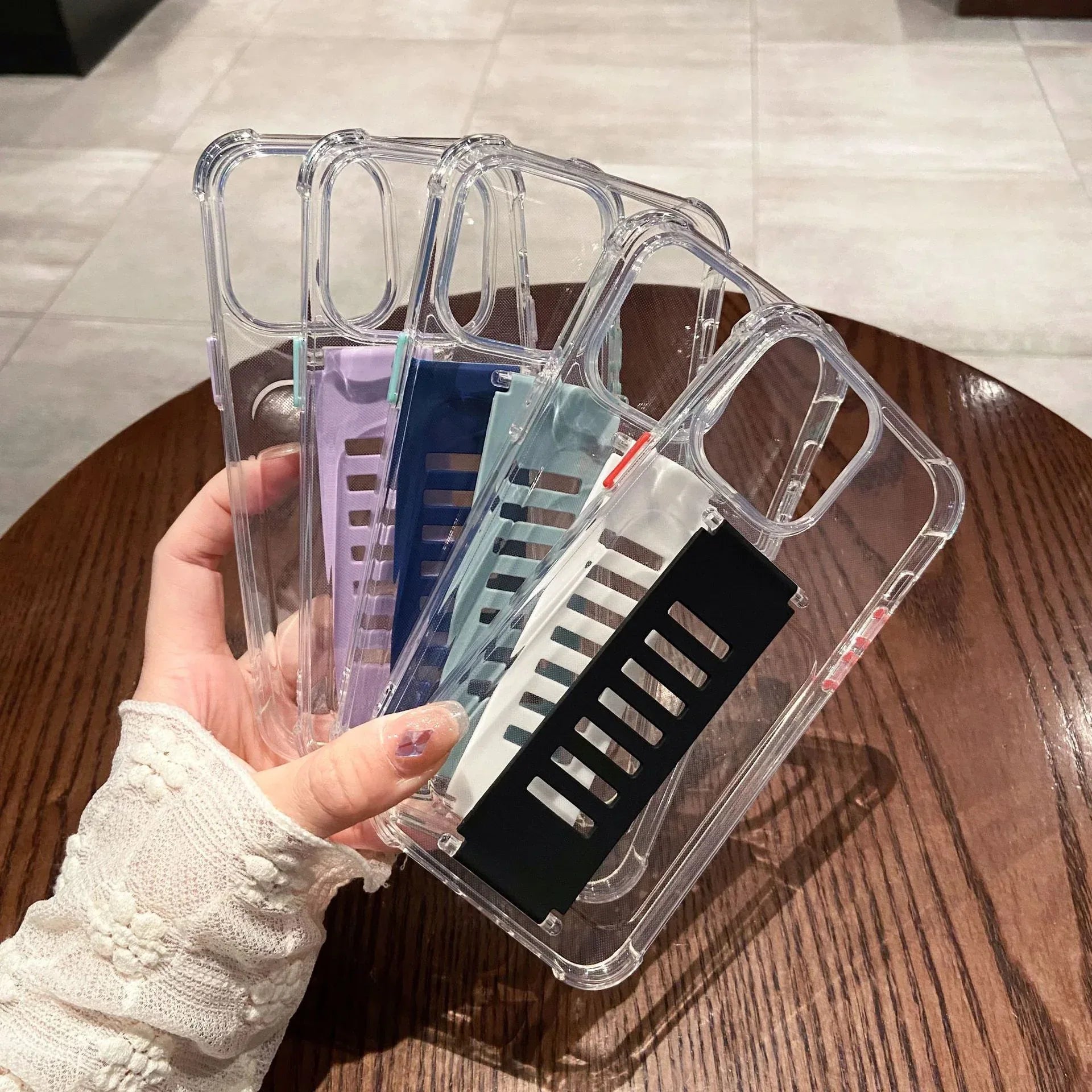 Transparent Case Wrist Strap Bracket Non-slip iPhone Case - Viexta